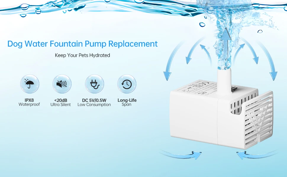 1 Stück Wasserpumpe für Haustier-Trinkbrunnen, Bürstenlose Wasserpumpe 5V DC Ultra-Leise USB (Nur Wasserpumpe ohne Stecker für Brunnen) – Detail 24