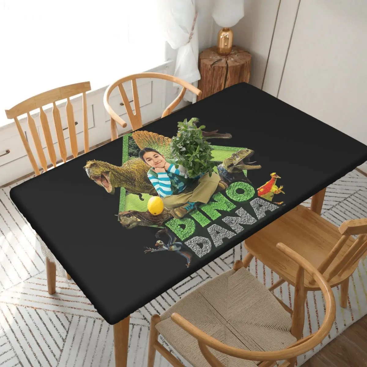 Dino Dana Real Customized Rectangular Tablecloth Waterproof Table Cover for Dining Events Table Cloth
