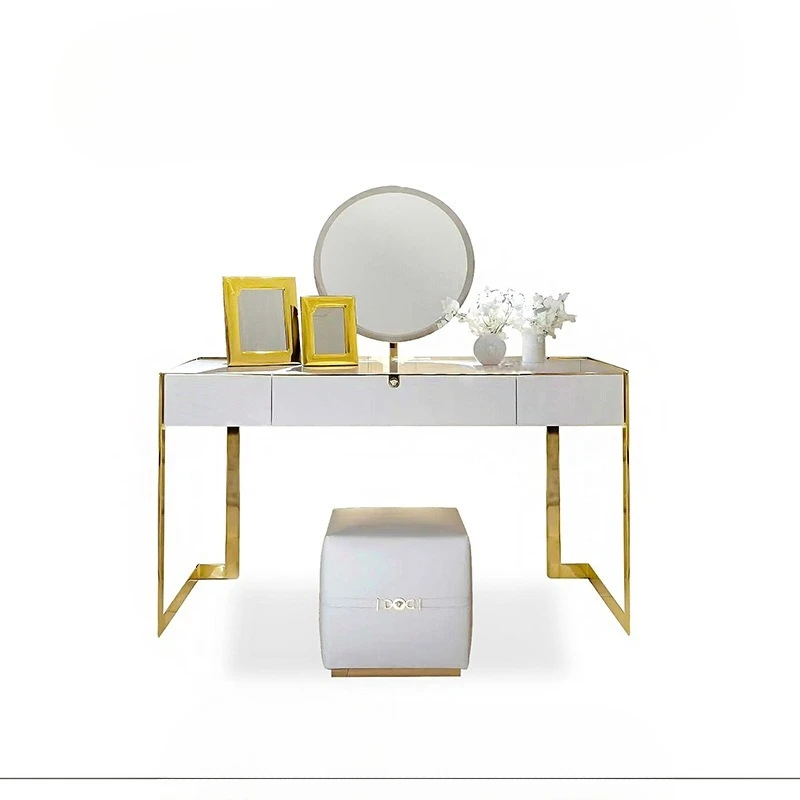 

Villa bedroom home solid wood dresser, designer high-end creative metal makeup table
