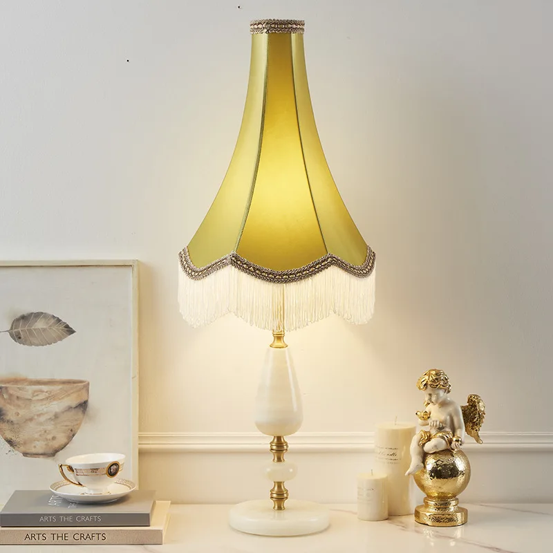 Classical French Retro Court Living Room Desk Lamp Study Bedroom Ins American Creative Tassel Copper Bed Headlamp Ins Wind