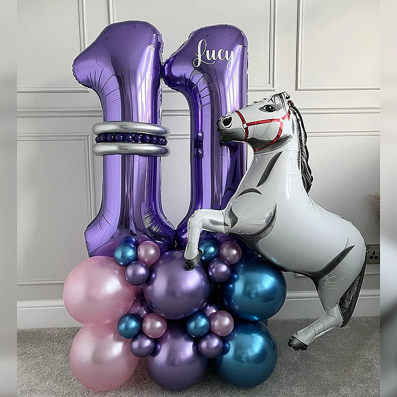 

37pcs Purple Number Cowboy Theme Party Boy 1-9st Birthday Party Decoration Baby Shower Wedding Balloon Garland Arch Kit