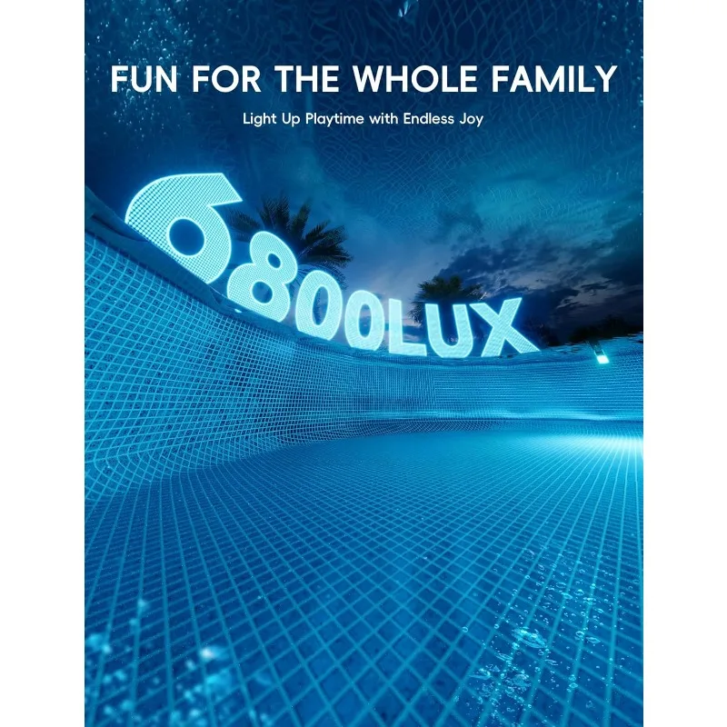 Solar Pool Lights Only for Metal Frame Above Ground Pool, 10-Color 4-Mode Light Sensing LED, Underwater Swimming Lighting with T