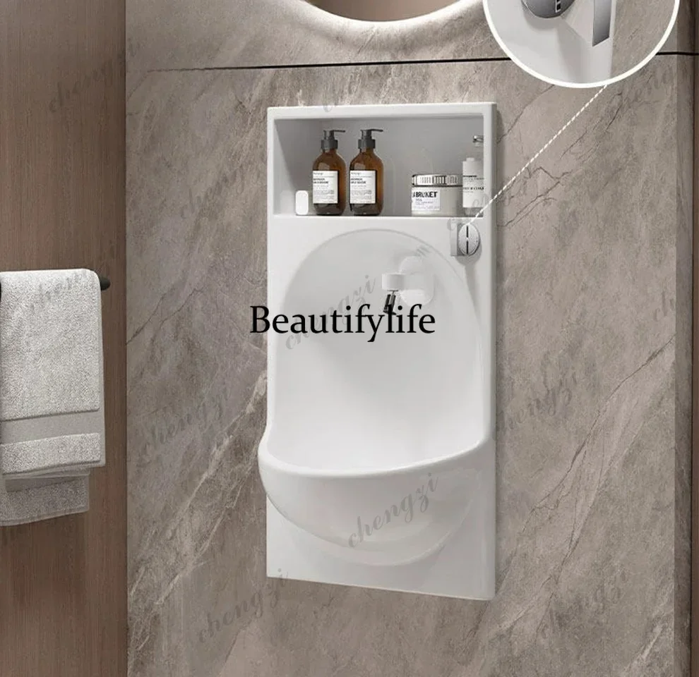 h178In-wall induction faucet wash basin semi-embedded balcony wall-mounted ceramic wash basin is extremely narrow