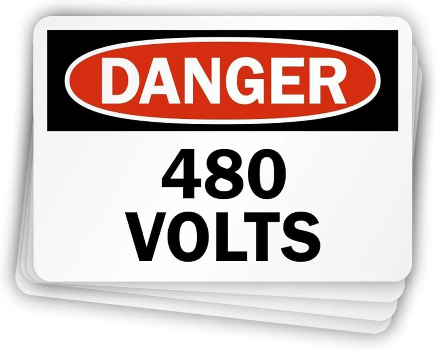 2 Pack Danger 480 Volts PVC Vinyl Sticker For Equipment Panels And Access Doors Safety Reminder Decal