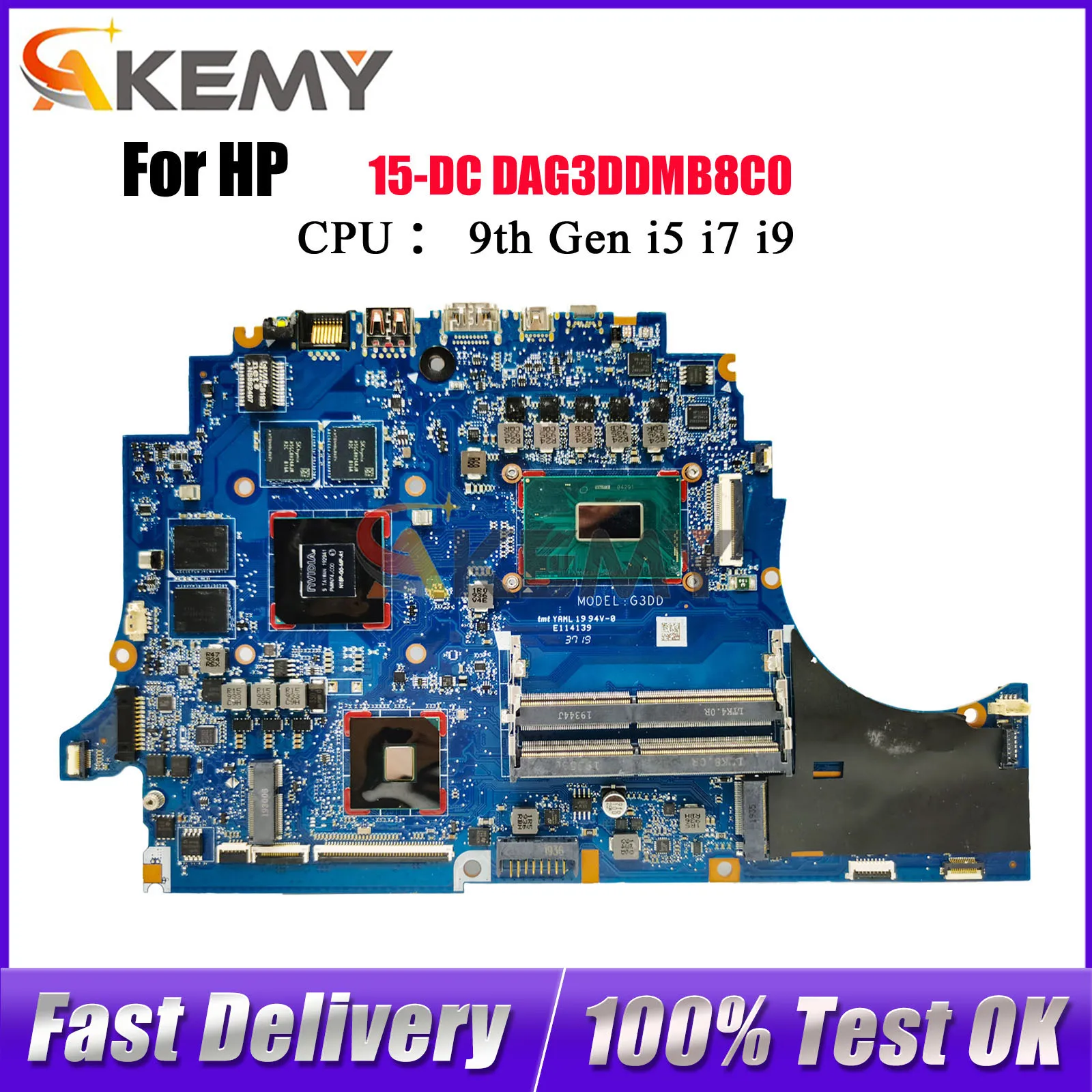 For HP Omen 15-DC DAG3DDMB8C0 Laptop Motherboard With i5 i7 CPU GTX1650 4GB GPU Tested OK