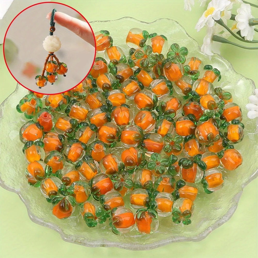 2/4/7pcs Persimmon Shaped Decorative Beads, DIY Jewelry Accessories, Thanksgiving, Christmas, Halloween, Valentine's Day Gifts