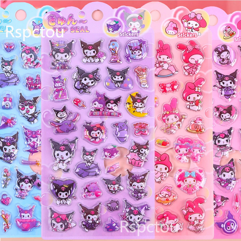 4 قطع من ملصقات الإغاثة ثلاثية الأبعاد الكرتونية اللطيفة كاواي ماي ميلودي كورومي فقاعة الشارات اللعب المقاومة للماء DIY الهاتف المحمول