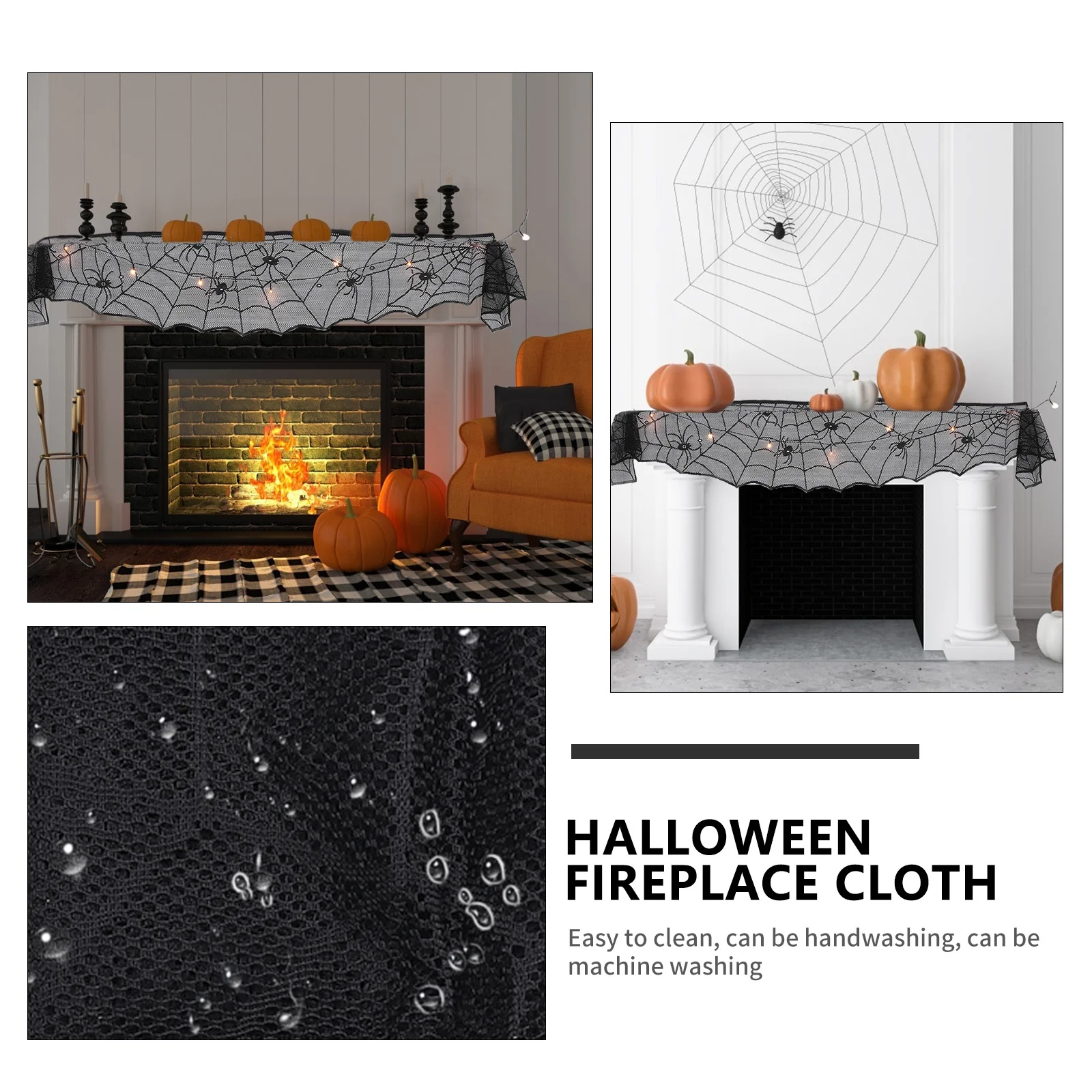 

Хэллоуин паутина кружевной камин ткань паутина украшение для Хэллоуина карнавал дом с привидениями вечерние скатерть