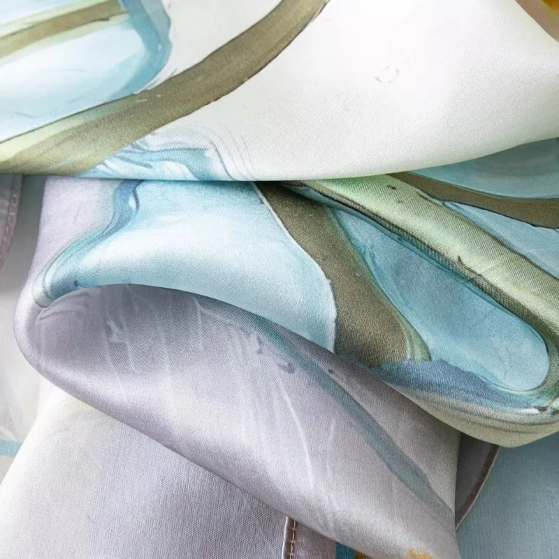 BirdTree, 100% Silk Square Print Scarf, Plain Satin, Mom's Gift Elegant Casual Chic Kerchief, 2026 Spring New Shawl A63308JF