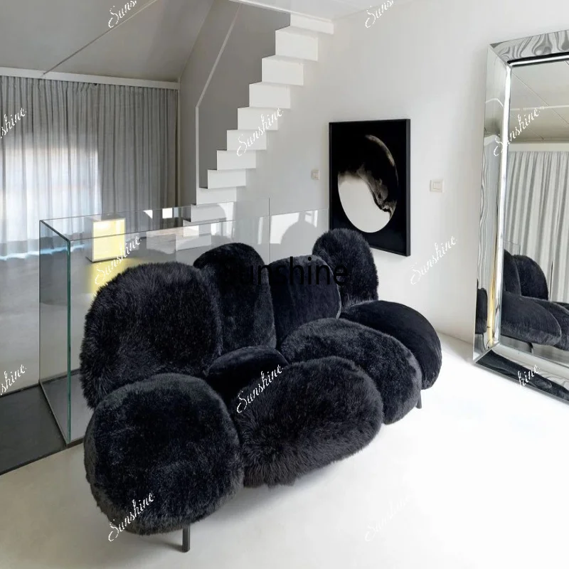Design a plush puff sofa model home to showcase a distinctive chair