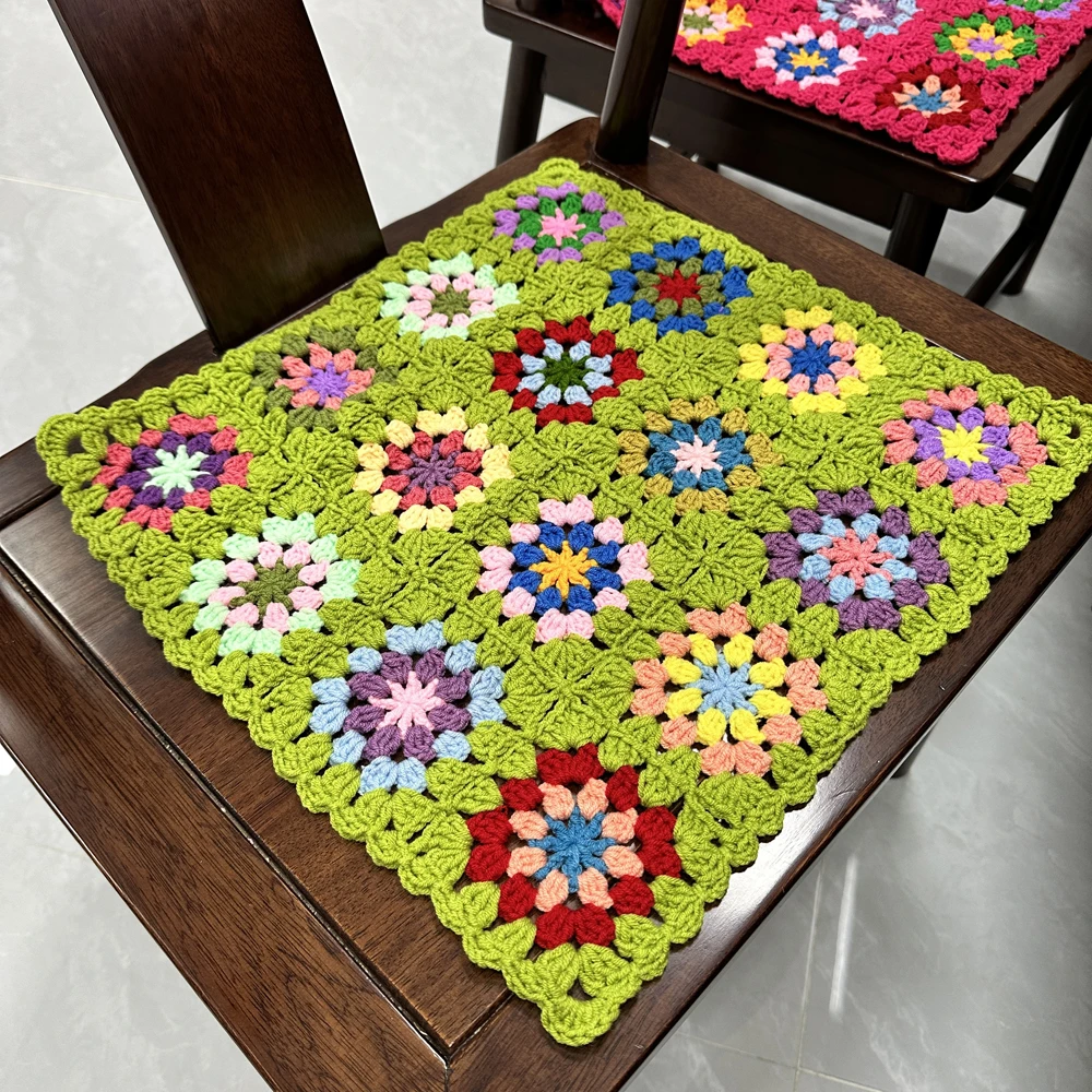 DIY Handmade Crochet Seat Cushion Tablecloths Square Pet House Mats Home Decor Coaster Mat Pad 40X40cm