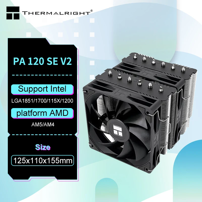 

Thermalright Peerless Assassin 120 SE V2 CPU air cooling radiator,Support LGA1851/1700/115X/1200/AM5/AM4,with 120x120x28mm fan
