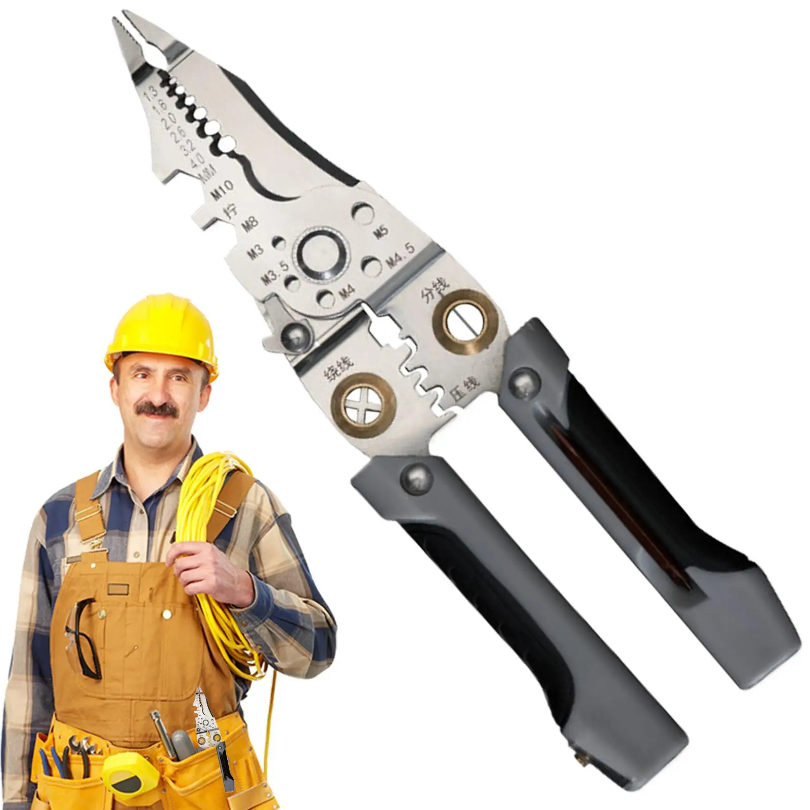 

Wire Stripper Cable Stripper Wire Crimping Accessories Precise Foldable Electricians Hand Stripping Tool For Professionals