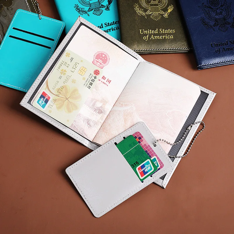 Fashion Passport Cover USA Travel Wallet Document Orginizer Card Holder Pu Case for Pasports Luggage Tags