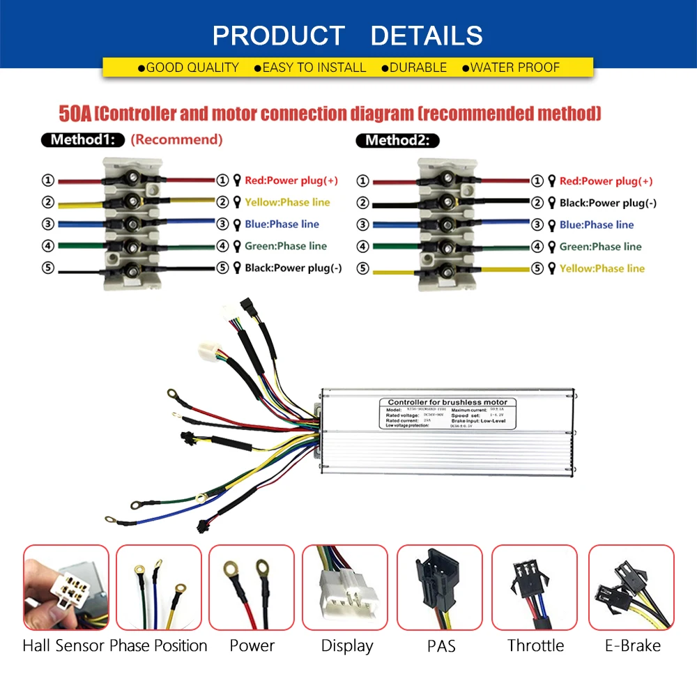 KT Ebike Controller 72V 3000W 50A 18 Mosfet Brushless Electric Bike Controller For Electric Bicycle Motor Conversion Kit Parts