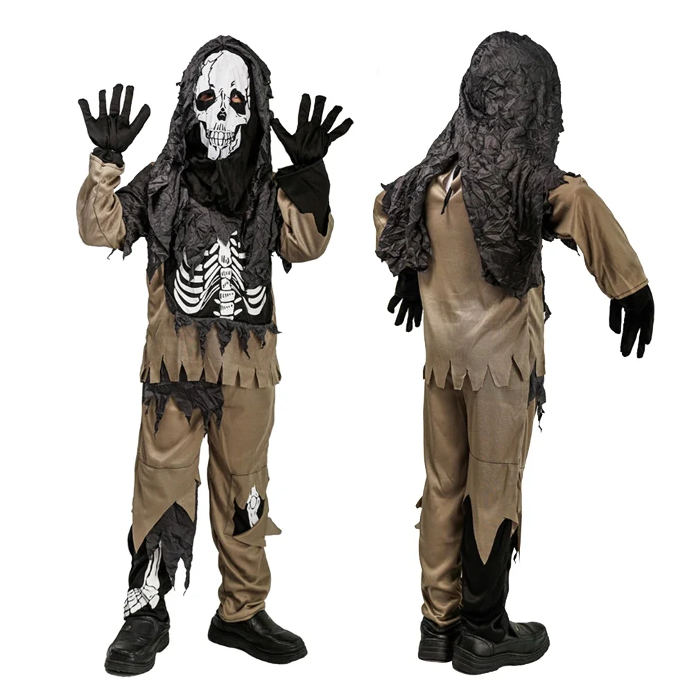 Dzieci Halloween Cosplay szkielet Fantasy stroje występ na scenie ubrania Halloween karnawał przebranie garnitur chłopcy dziewczęta dzieci