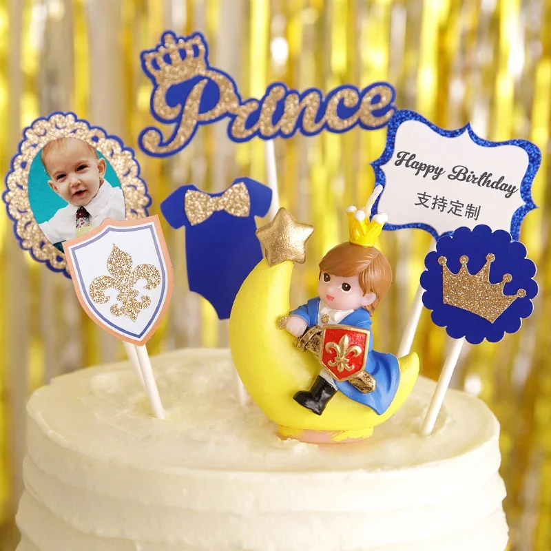 5pcs Creative Birthday Candle Children Creative Cake Decoration Baby Prince Baby Boys Birthday Party Decoration Candles Gifts