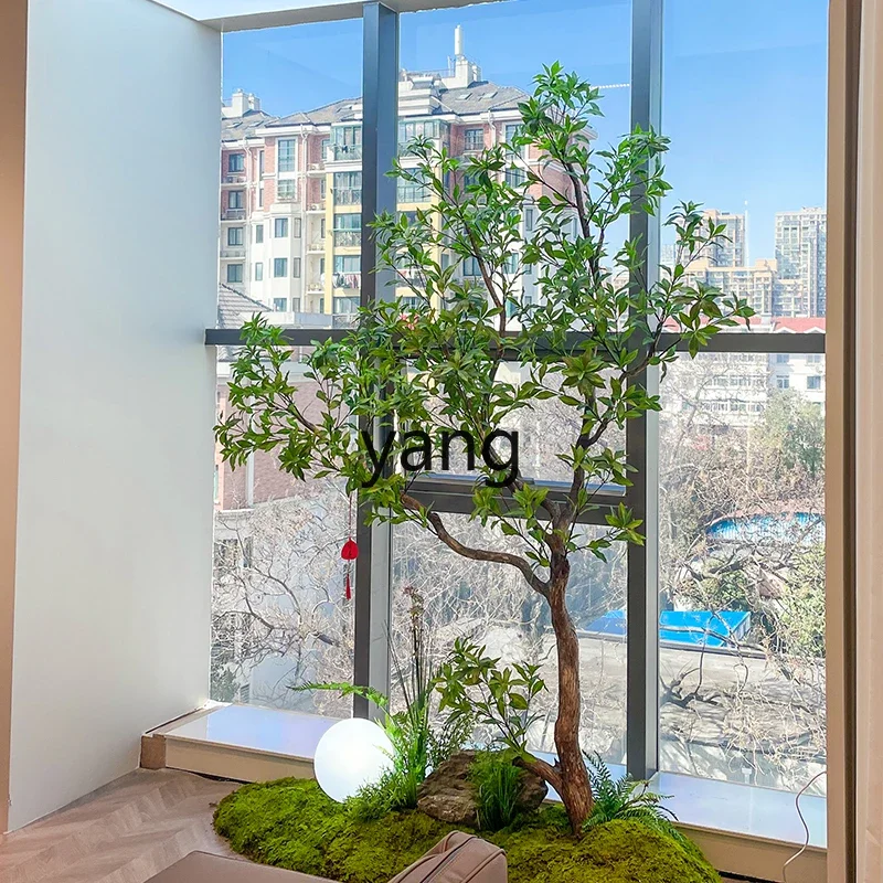 YJQQ  high-end horse drunk wood window landscaping bionic plant indoor simulation green plant decorative tree