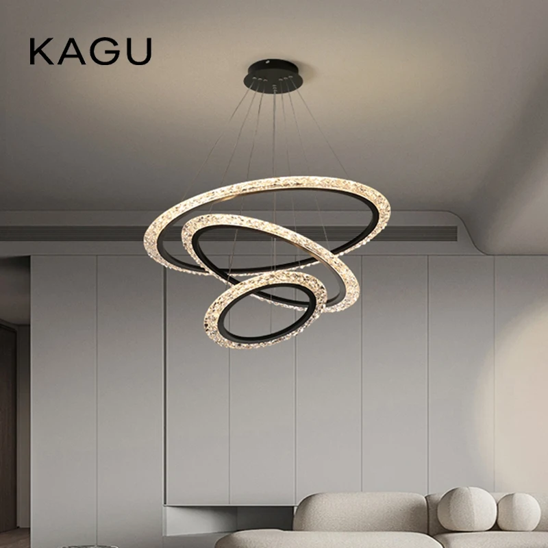 White LED Pendant Lamp For Living Room Dining Room Bedroom Kitchen Modern Luxury Style Design Gold Ring Ceiling Chandelier Light