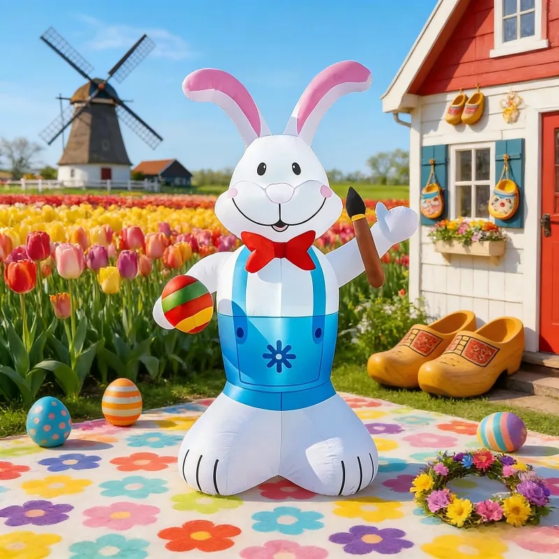 

Надувной кролик с расписанными пасхальными яйцами и LED-подсветкой, 1,8 м/5,9 футов, для украшения сада и двора на Пасху, модель-игрушка для самостоятельного изготовления