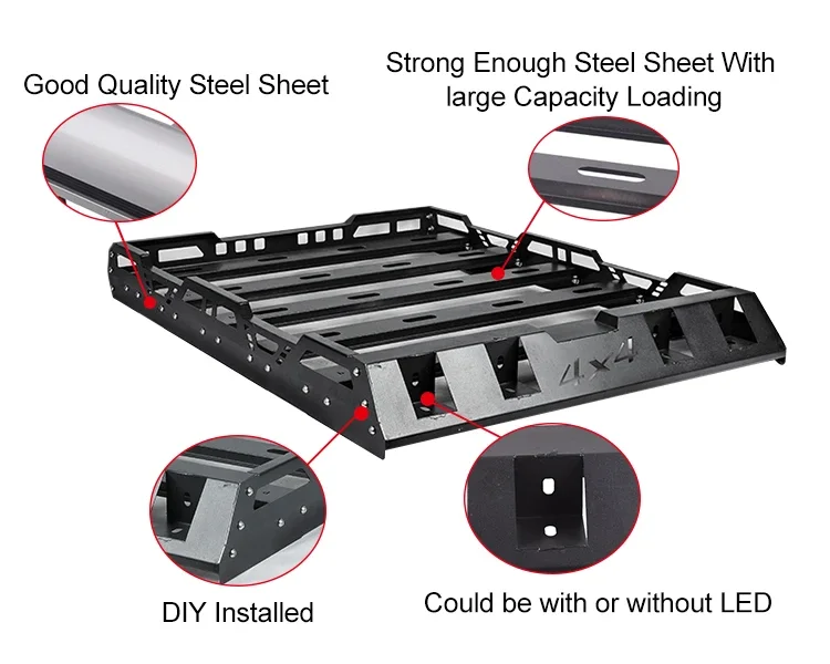 JINHUIJU Auto Roof Racks 4x4 cargo basket luggage carrier box for universal car accessories steel rack SUV custom