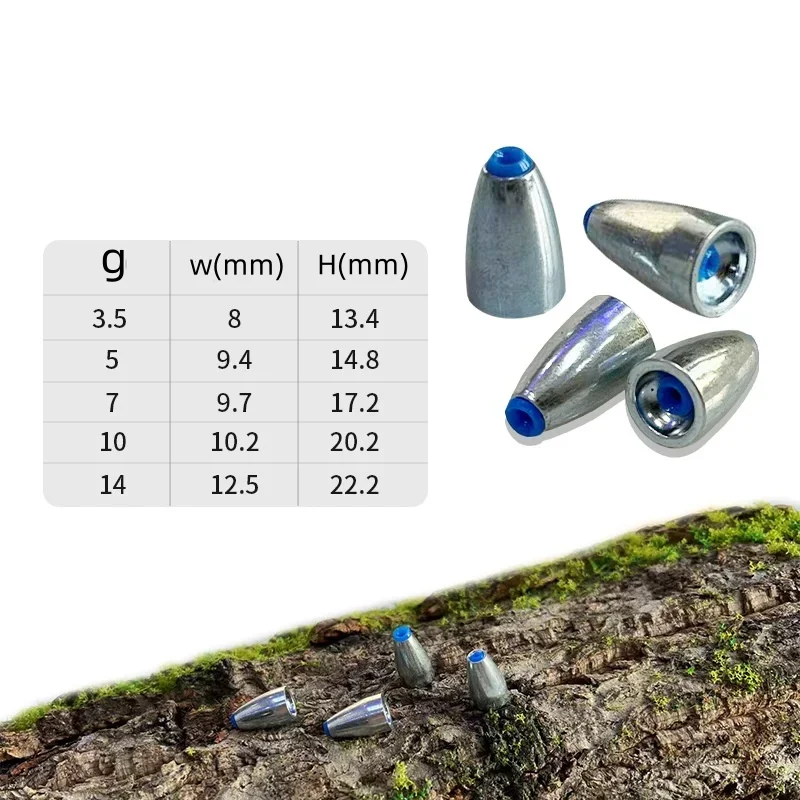 40pcs Alloy Bullet Fishing Sinker 3.5g 5g 7g 10g 14g Carbon Steel Fishing Sinkers for Bass lure Fishing Texas Rigs Worms Weights