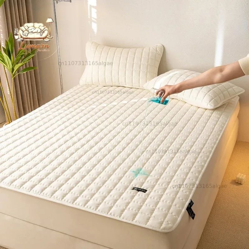 Japanese Style Waterproof Bed Sheet 2-3PCS Protector - Antimicrobial Mattress Cover with Elastic Straps - Thin Mattress