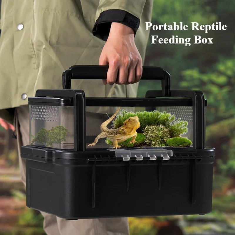 Portable Reptile Feeding Box Handheld Reptiles Breeding Enclosure Cages Anti-escape Amphibians Habitat Boxes Pet Supplies