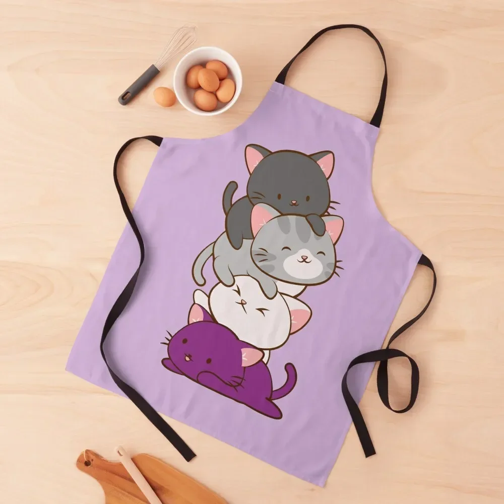 

Ace Pride Kawaii Cats LGBTQ Asexual Apron For Cooking Kids household woman Things For Kitchen Apron