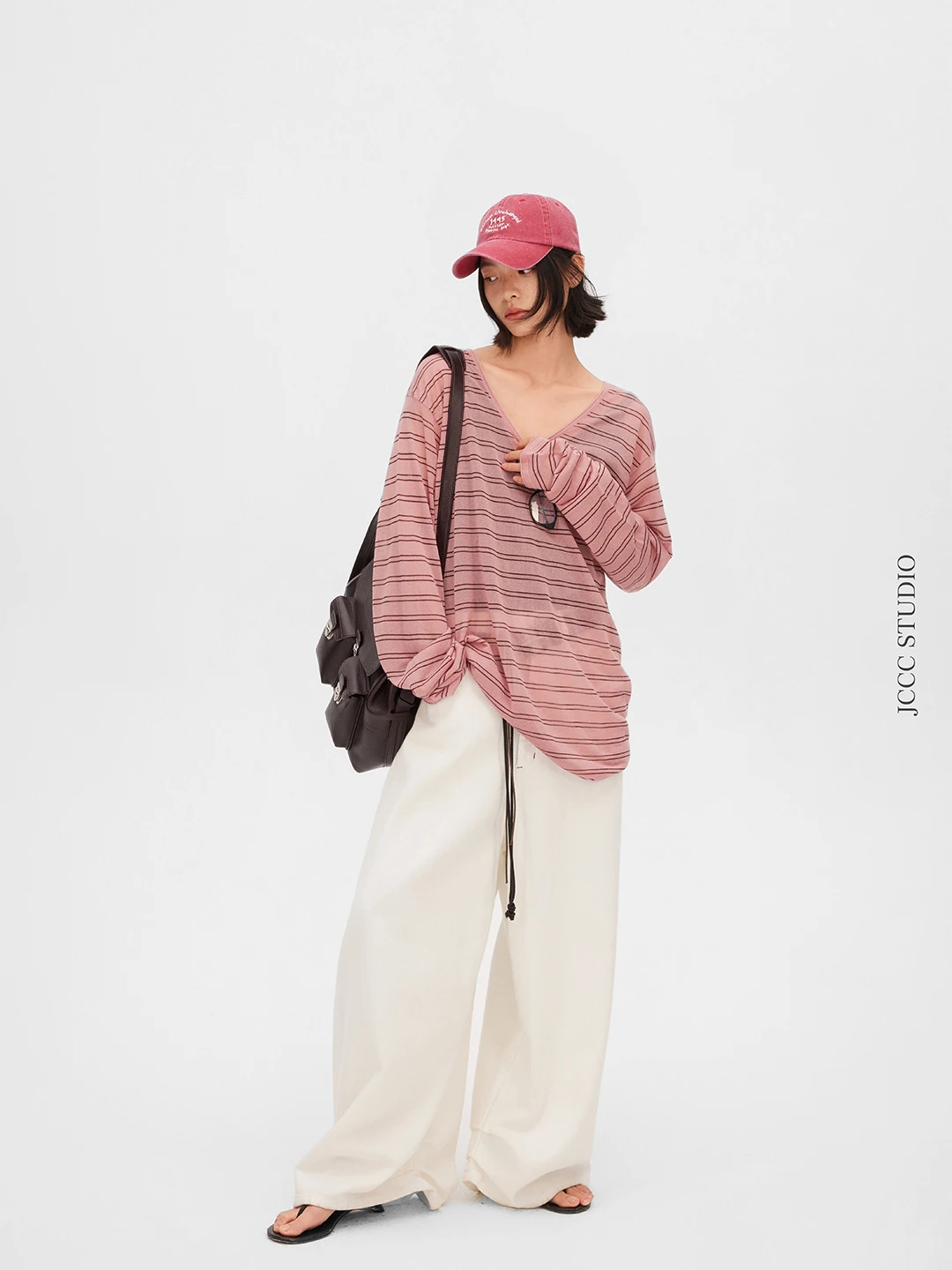 

Тонкий вязаный свитер JCCC Shadow Holiday Sailor, женский пуловер с круглым вырезом, полосатый топ с длинными рукавами, минималистичный стиль, свободный крой