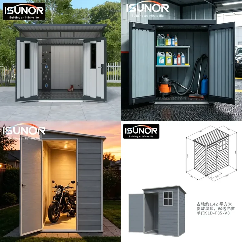 For Workshop Garden Outdoor Mobile Tool Storage Cabinet Rainproof Moisture-proof Locker Box Movable Assembly Board House