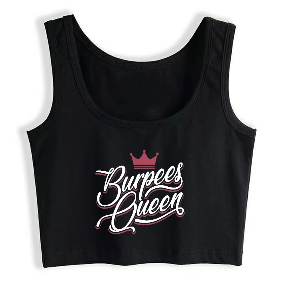 Burpees Queen Funny Burpee Design Sexy Slim Fit Crop Top Women's Sports Fitness Training Tank Tops Customizable Cotton Camisole