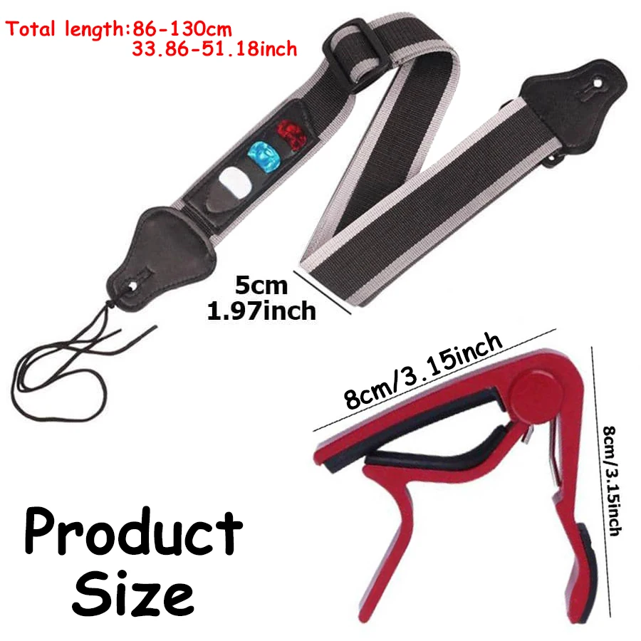 1 zestaw 100 cm + szare paski gitarowe z 3 szt. SLL Pick ze stopu aluminium Capo gitara Ukulele akcesoria do instrumentów strunowych basowych