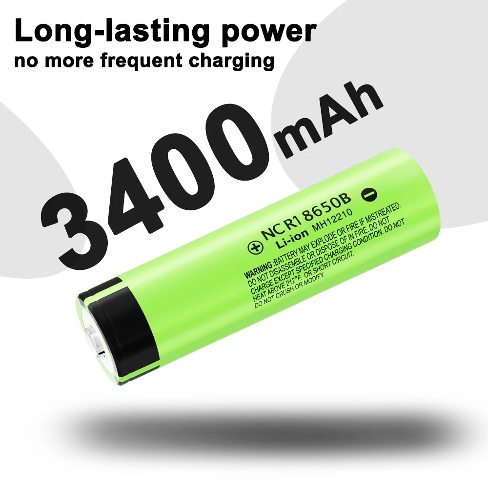 Liitokala 34B-JT Exterior Upgrade NCR18650B 3.7V 3400mAh 18650 Lithium Rechargeable Battery with Pointed(No PCB)