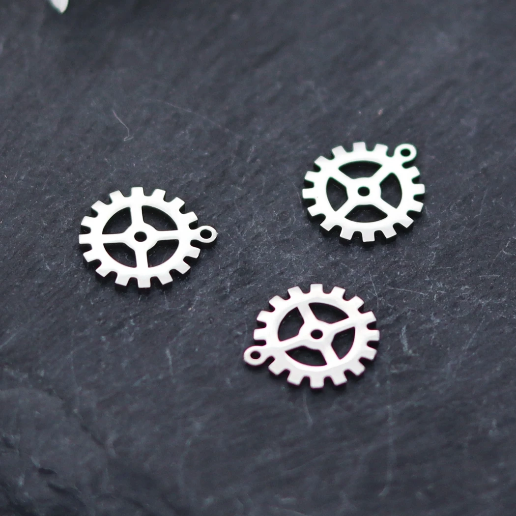 3pcs Small Size Gear Steampunk Charms Metal Stainless Steel Fit Bracelets Necklace DIY Metal Jewelry Making