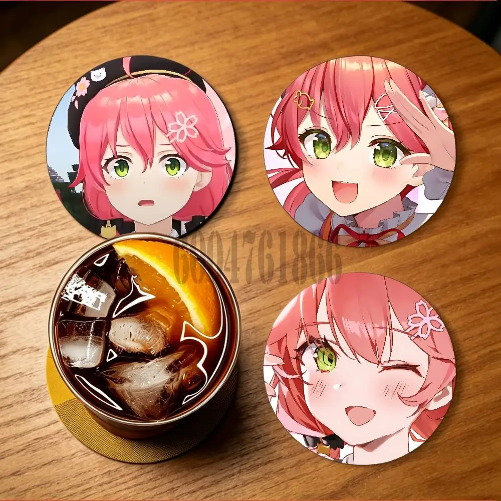 S-Sakura M-Mikos Wooden Cup Mat Cappuccino Vodka Juice Water Coaster for Flower Shop