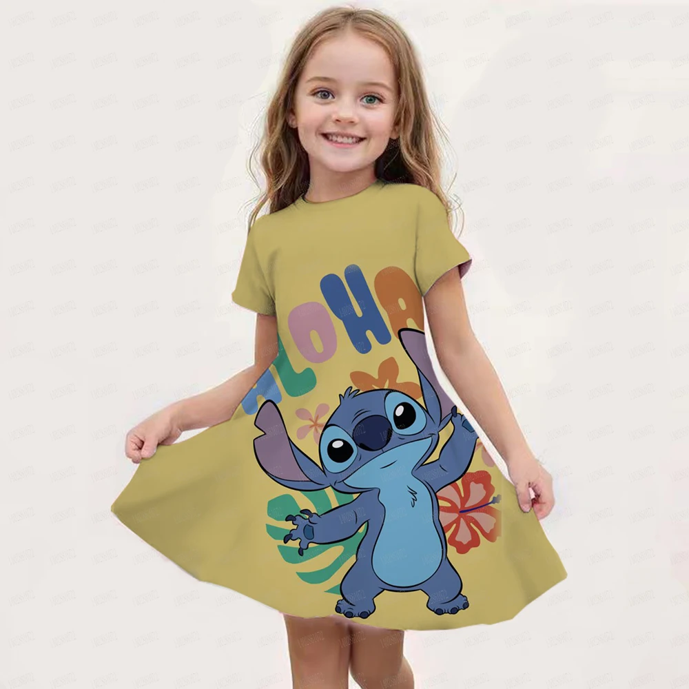 Falda de manga corta con estampado 3d para niñas, vestido de princesa de dibujos animados, ropa de tendencia de fiesta, moda para niños, Verano