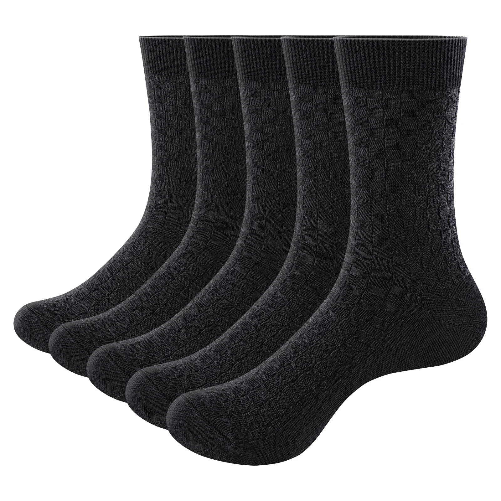 

YUEDGE 5 Pairs Quality Cotton Plain Thin Breathable Everyday Mens Socks Soft Comfort Formal Business Dress Socks Size 37-46 EU