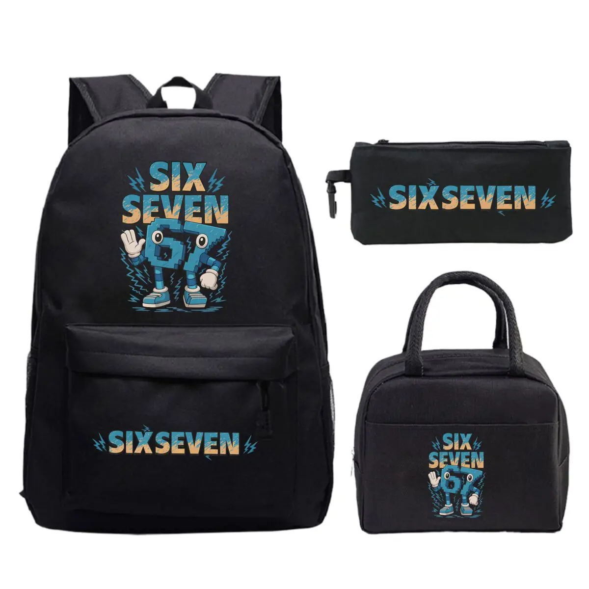 Six Seven Fun Italian Brainrot Schoolbag Lunch Bag Pen Case 3pcs Set Teenager Boys Girls Cartoon 67 Trend School Supplies Gifts