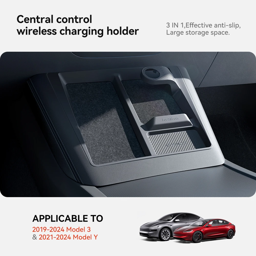 YZ For Tesla Model 3 2024 Model Y 2025 Wireless Charging Protective Frame Mobile Phones Headphones Watches Limiter Accessories
