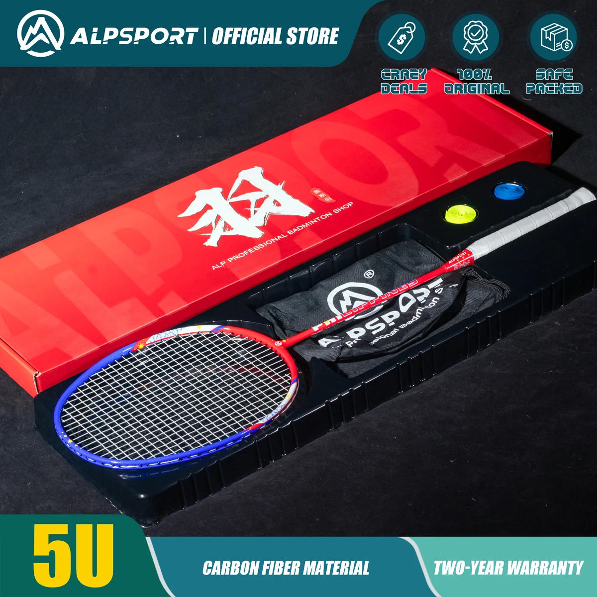 

ALP PH 3U Badminton Racket 2 pcs/1 batch G5 Ultralight T800 carbon fiber Imported With badminton string and badminton bag