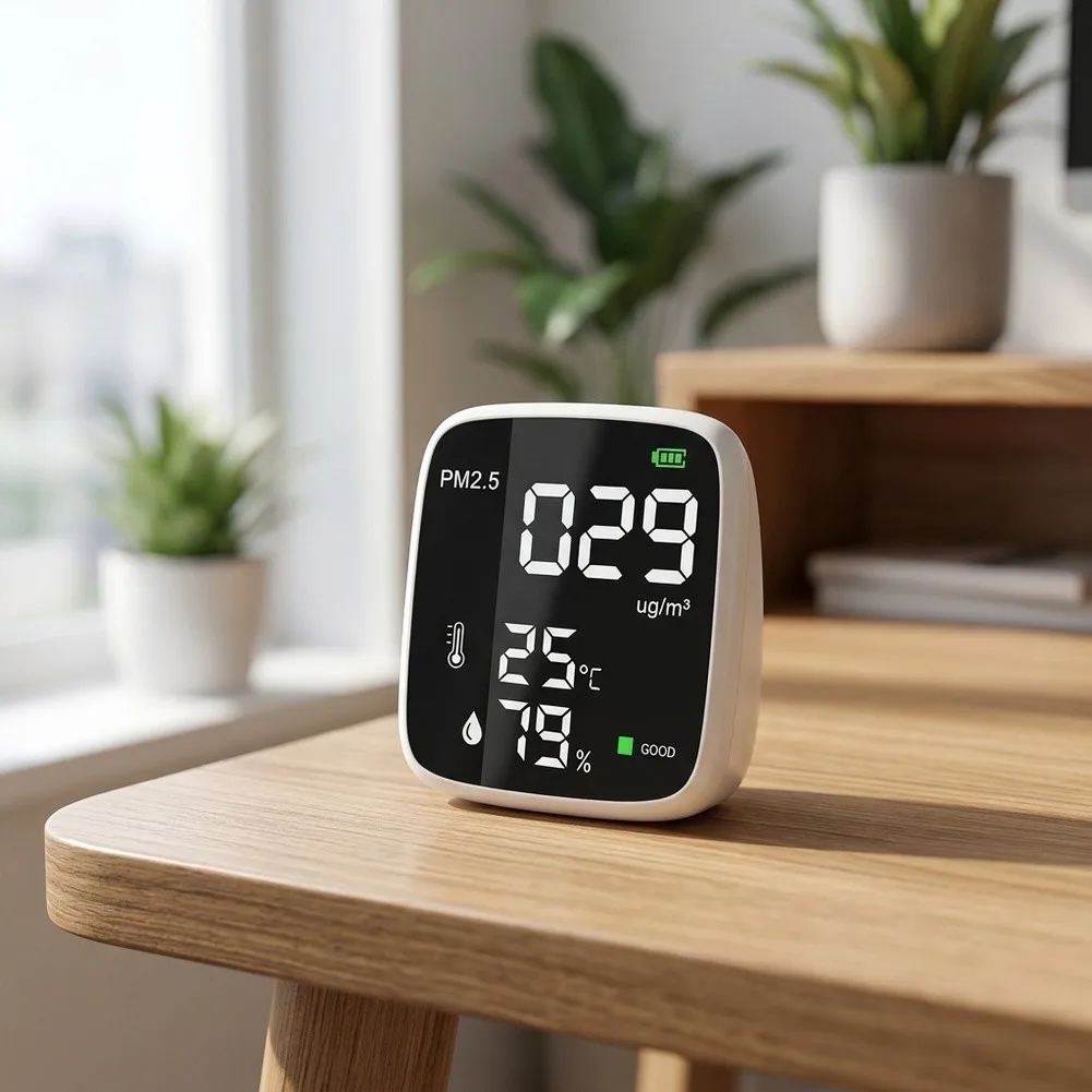 Thermohygrometer DM1308E for PM2.5 Monitoring with Real-Time Temperature and Relative Humidity Readings for Indoor Environments