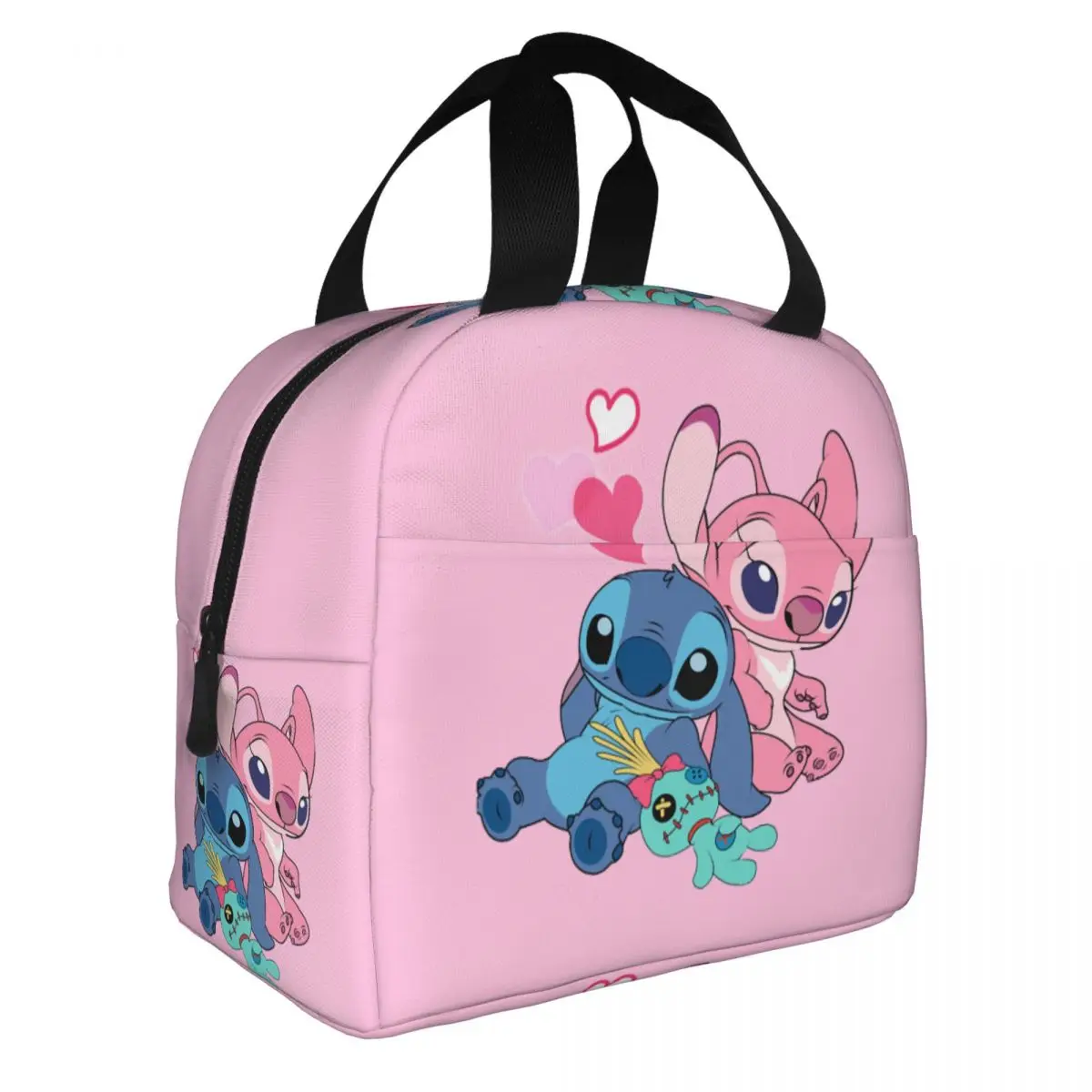 Stitch Angel Experiment 626 Insulated Lunch Bag Cooler Bag Lunch Container Leakproof Tote Lunch Box Food Storage Bags College