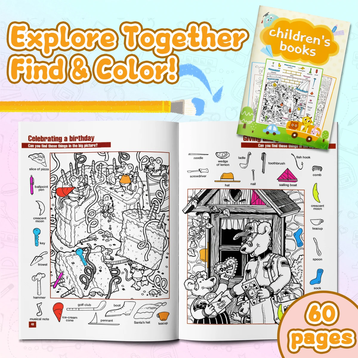 Kids Shape Coloring Workbook, Fun Cartoon Patterns, Preschool Drawing Activity Book, Improve Children's Hands-on Ability