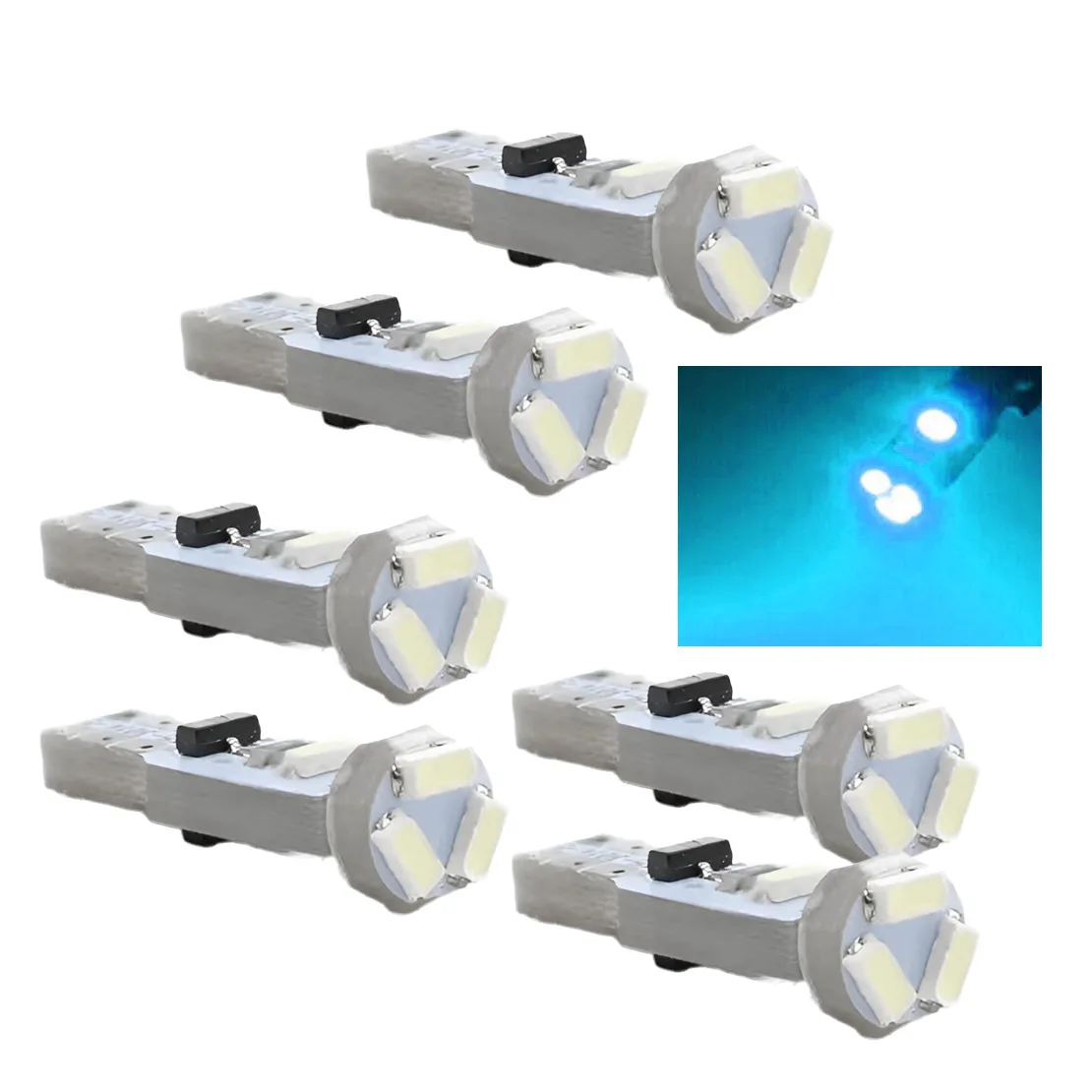 6Pcs Dashboard HAVC&Heater Dome Map Reading Inner Dash Light Lamp Upgrade Bulbs Kit T5 3014 5 Fit For Mazda MX5 MX-5 MK1 MK2