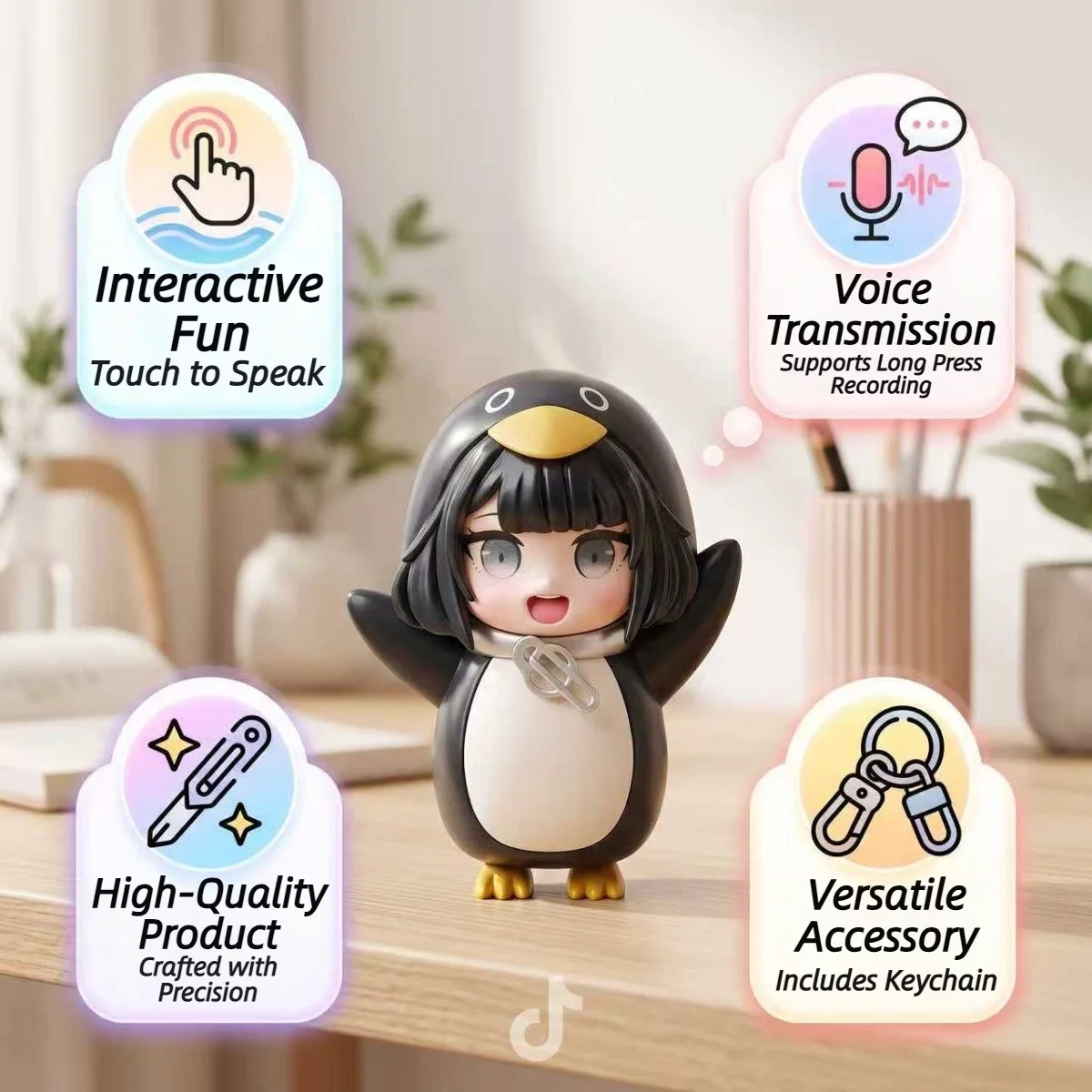 Chat About 'Gu Ga Ga' Little Penguin Administrator and Recording Function Penguin Q-Version Handmade Toy Model Gift Good