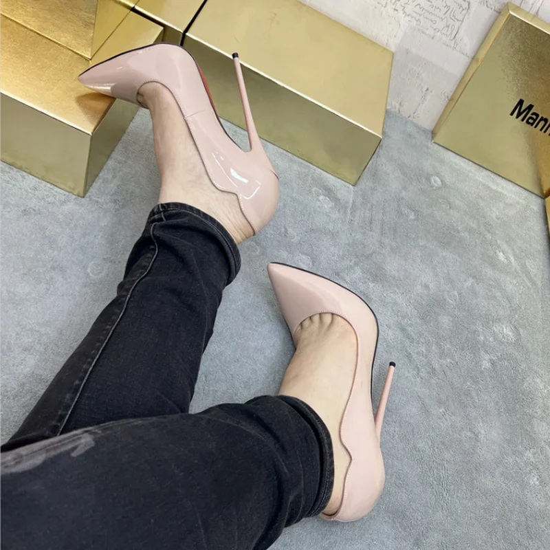 FHC 2024 New Wave Edge High Heels Cross-dressing Shoes,Fetish Women Pumps,Shallow Out Slip On,Pointed Toe,Big Size,Dropship