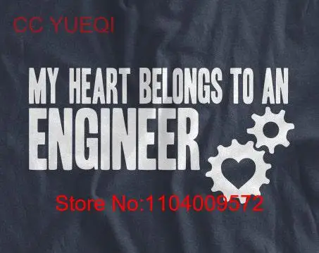 My Heart Belongs To An Engineer T Shirt Wedding Anniversary Cotton Husband Wife Love Valentine's Day Ladies Womens Kids