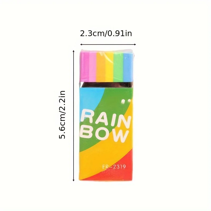 Rainbow Eraser Set: 4 Pieces of Creative 2B Rubber Erasers for Students - Perfect for School and Office Use