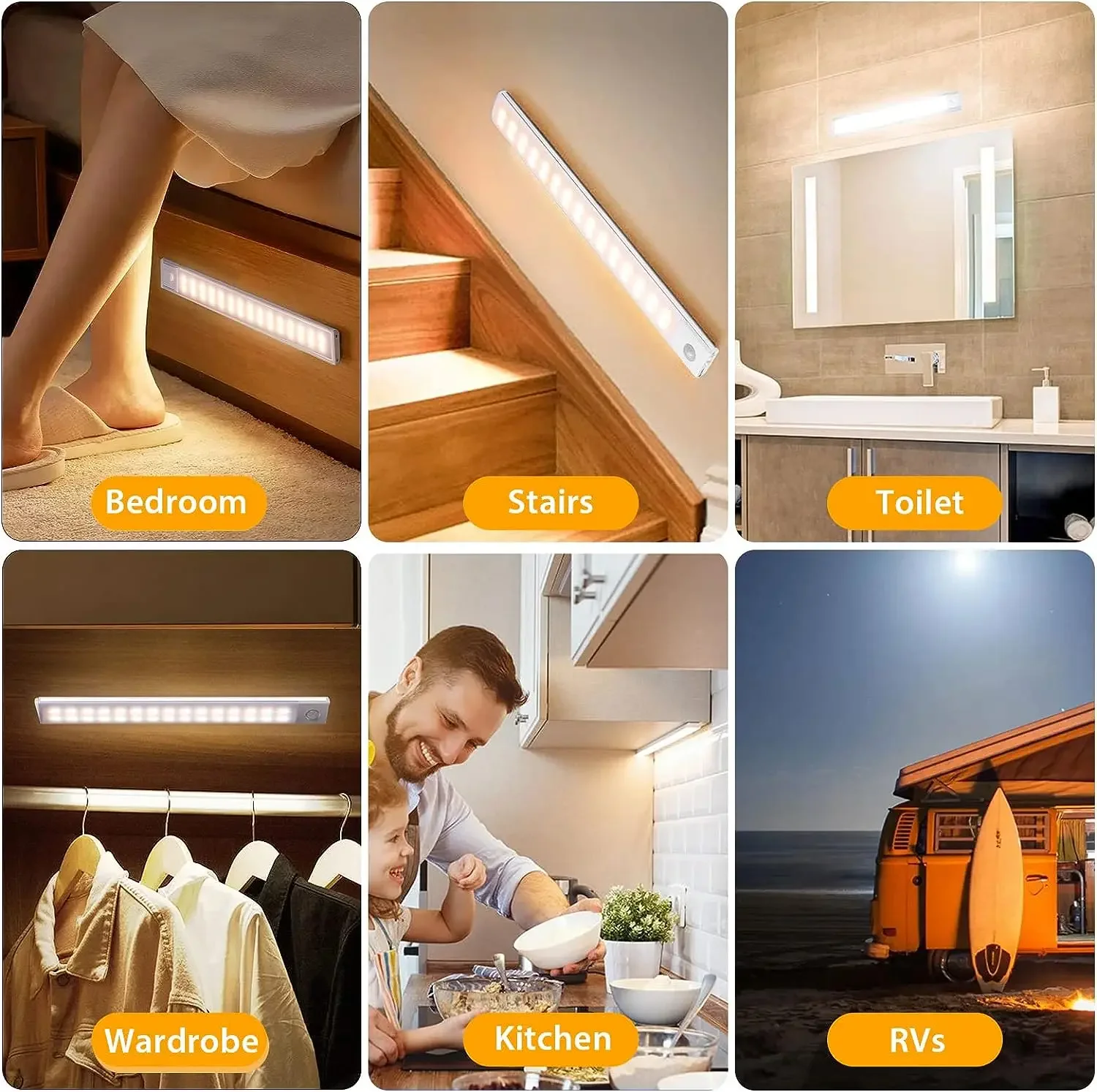 Xiaomi Night Light Motion Sensor LED Rechargeable USB Strip Light 3 Colors Dimming Decoration Kitchen Cabinet Bedroom Table Lamp